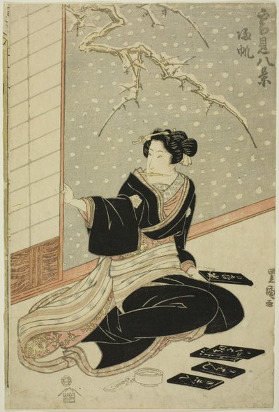 Returnerende sejl (Kihan), fra serien "Otte visninger af snescener (Yukimi hakkei)" af Utagawa Toyokuni I