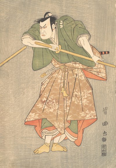 Skuespilleren Kataoka Nizaemon i Ceremonial Robes of Green and Pink, ..., ca. 1790-1825. af Utagawa Toyokuni I