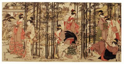 Den femte måned, et sæt af tre (Gogatsu sambukutsui), fra serien "Twelve Months by the Twin Brushes of Toyohiro and Toyokuni" af Utagawa Toyokuni I