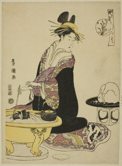 Den tiende måned (Ju gatsu), fra serien "Fashionable Twelve Months (Furyu junikagetsu)" af Utagawa Toyokuni I