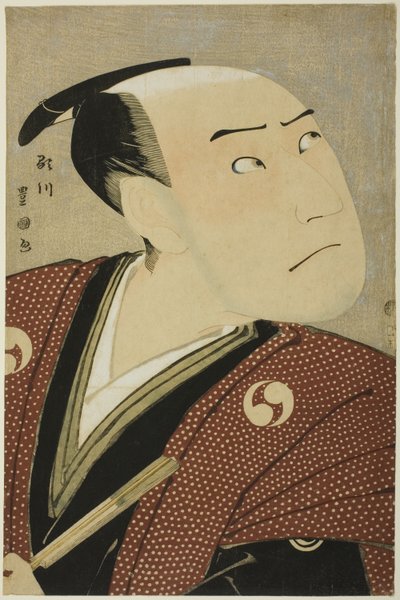Skuespilleren Sawamura Sojuro III som Oboshi Yuranosuke i stykket "Edo no Hana Ako no Shiogama," optrådte på Kiri Theatre i den fjerde måned, 1796 af Utagawa Toyokuni I