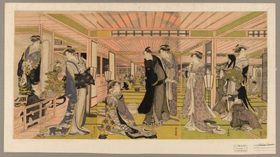 Stuen på et bordel i lystkvarteret af Utagawa Toyokuni I