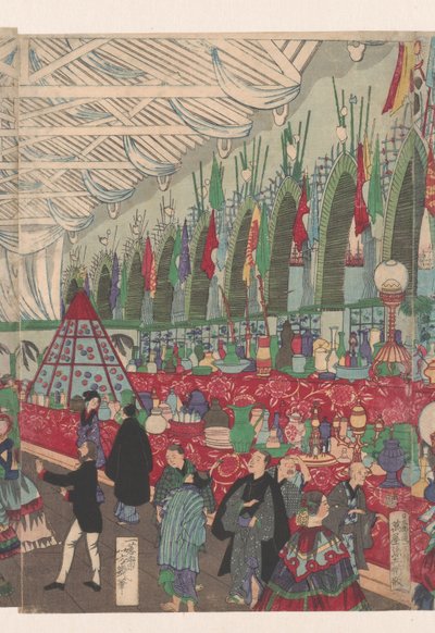 Et blomstrende engelsk handelshus i Yokohama af Utagawa Yoshiiku
