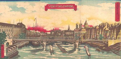 Udsigt i London, landes velstand: London, England, september 1872.. af Utagawa Yoshimori