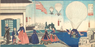 "America": Nyder varmluftsballoner, 1867. af Utagawa Yoshitora