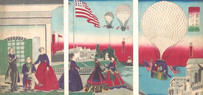 American Balloon Ascension Amerikakoku, 1867. af Utagawa Yoshitora
