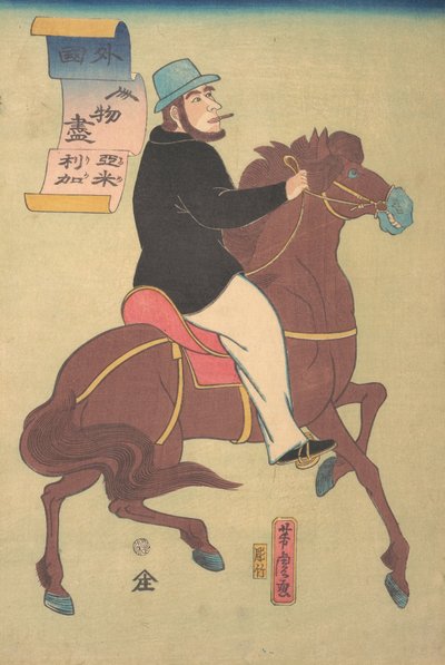 American Horseman, 1. måned, 1861. af Utagawa Yoshitora