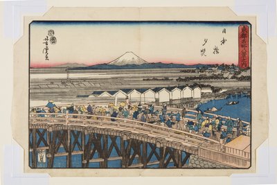 Nihonbashi: Sunset (Nihonbashi seki sh?) af Utagawa Yoshitora