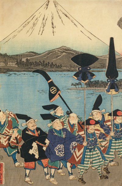 Daimyos følge før Fuji-bjerget af Utagawa Yoshitora