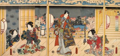 Scene fra Genji monogatari (Fortælling om Genji) af Murasaki Shibuku (f. 978) ca. 1860 (træblok i farver) af Utagawa and Toyokuni Kuniyoshi