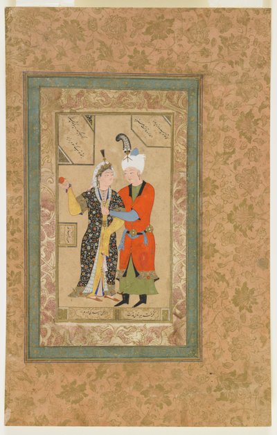 A prince and princess embrace, c.1550dani af Uzbek School