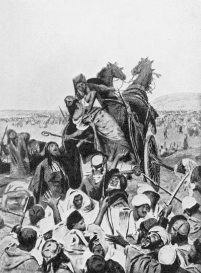 Slaget ved Ramoth-Gilead 853 f.Kr (litografi) af Vaclav (1851 1901) (after) Brozik