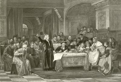 Columbus før Isabella (dybtryk) af Vaclav Brozik