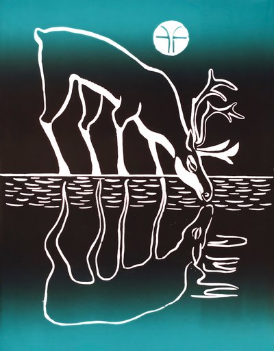 Drinking Caribou, 2018 (blæk på papir) af Vadym Vaskovsky