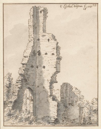 Ruinen af Eik en Duinen kirke ved Haag af Valentijn Klotz (attributed to)