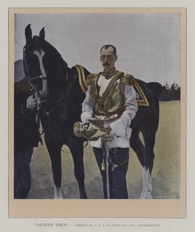 Portræt af storhertug Paul Alexandrovich af Rusland (farve litho) af Valentin Aleksandrovich (after) Serov