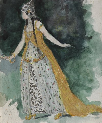 Lyudmila. Kostumedesign til operaen Ruslan og Lyudmila af M. Glinka af Valentin Aleksandrovich Serov