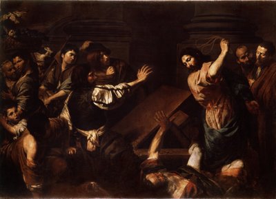 "Christ Driving the Money Lenders from the Temple" (Christ Driving the Money Lenders from the Temple) Maleri af Valentin de Boulogne (1591-1632) 1620-1625 Dim. 192x266,5 cm Eremitagemuseet, Sankt Petersborg af Valentin de Boulogne
