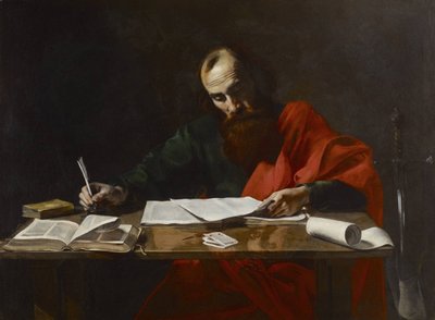 Saint Paul skriver sine breve af Valentin de Boulogne