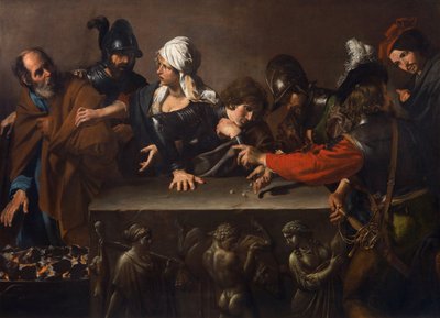 Fornægtelsen af ​​Sankt Peter, af Valentin de Boulogne (1591-1632). Olie på lærred, ca. 1616-1617. Mål: 171,5x241 cm. Roberto Longhi Art History Studies Foundation, Firenze af Valentin de Boulogne