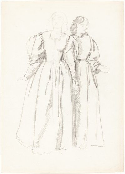 Studie af to unge kvinder [recto] af Valentine Cameron Prinsep