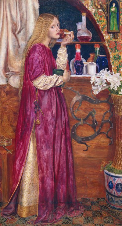 Dronningen var i stuen og spiste brød og honning (olie på panel) af Valentine Cameron Prinsep