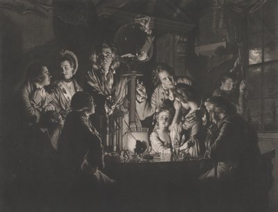 En filosof der viser et eksperiment på luftpumpen, 1769. af Valentine Green