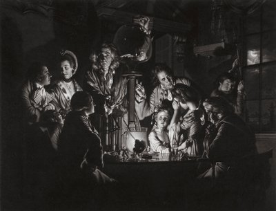 Et eksperiment på en fugl i luftpumpen efter Joseph Wright fra Derby, 1769. af Valentine Green