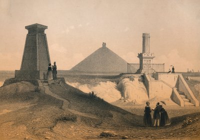 Krigsmindesmærker på slagmarken ved Waterloo, Belgien, midten af det 19. århundrede. af Vanderhecht