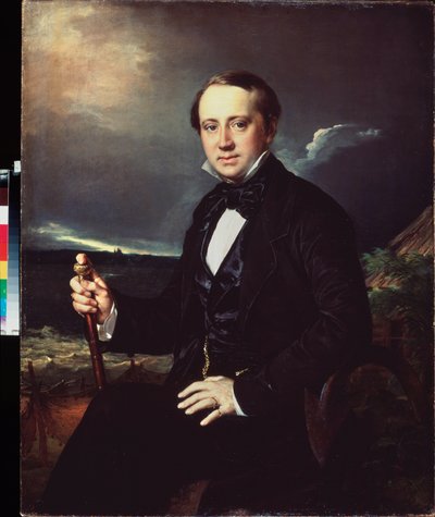 Portræt af Alexandre Sapozhnikov (Portræt af Alexander Sapozhnikov) - Painture af Vasili Andrievich Tropinin (Vasily Tropinine) (1776-1857), huile sur toile af Vasili Andreevich Tropinin