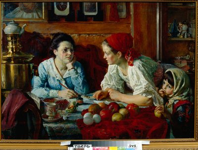 Et brev til Petersborg (Rusland) - Maleri af Vasili Andreyevich Golynsky (1854-1904), olie på lærred (68x93,5 cm) af Vasili Andreyevich Golynsky