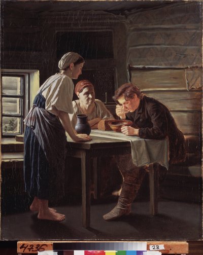 Modtagelse af pilgrimmen. Maleri af Vasili (Vassili) Grigorievich Perov (1834-1882), olie på lærred af Vasili Grigorevich Perov