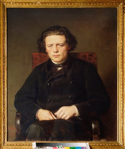 Portræt af Anton Rubinstein (1829-1894). Maleri af Vasili (Vasili) Grigoryevich Perov (1834-1882), olie på lærred af Vasili Grigorevich Perov