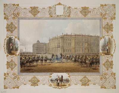 Gennemgang af Hestegarderregimentet foran Vinterpaladset, 1850