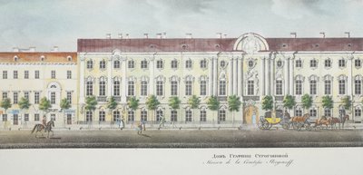 Stroganov-paladset Fra panoramaet af Nevsky Prospekt af Vasili Semenovich Sadovnikov