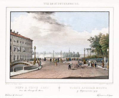 Den trebuede bro i Sankt Petersborg af Vasili Semenovich Sadovnikov