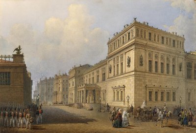 Udsigt over den nye eremitage gennem Millionnaya Street, 1851 af Vasili Semenovich Sadovnikov