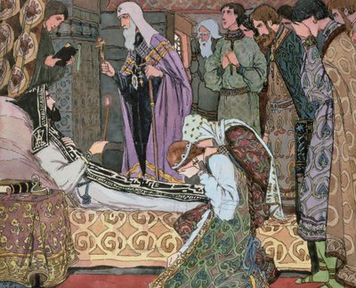 Dødslejet for storhertug Dmitry af Don (1350-89), ca. 1910 af Vasili Vasil