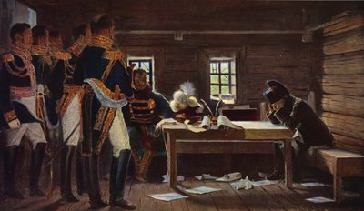 Ved Gorodnia - gennembrud eller tilbagetrækning (farvelitografi) af Vasili Vasilievich Vereshchagin