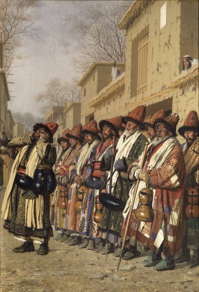 Dervisher Chorus Begging Alms in Tashkent, 1870 af Vasili Vasilievich Vereshchagin