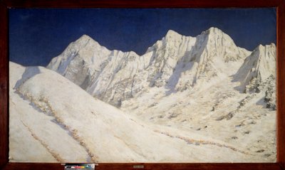 Indien, Sne på Himalaya (Indien, Sne på Himalaya) - Maleri af Vasili Vasilyevich Vereshchagin (Vassili Vereshchagin) (1842-1904), olie på lærred af Vasili Vasilievich Vereshchagin