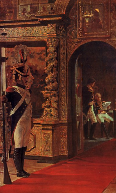 Marskal Davout i Chudov-klosteret i Moskva i Kreml (farvelitografi) af Vasili Vasilievich Vereshchagin