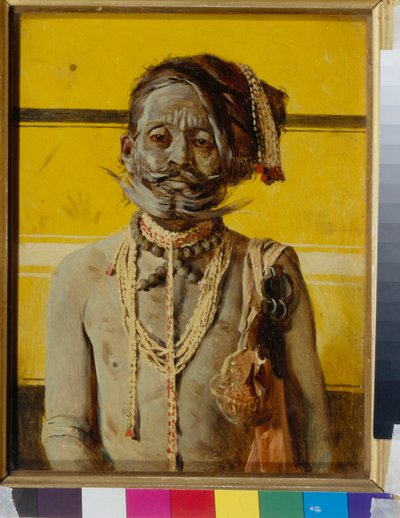 En fakir (A fakir) - Maleri af Vasili Vasilyevich Vereshchagin (Vassily Vereshchagin) (1842-1904), olie på træ (24,2x18,8 cm) af Vasili Vasilievich Vereshchagin