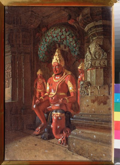 En Vishnu-statue i Indra-templet - Maleri af Vasili Vasilyevich Vereshchagin (Vassili Vereshchagin) (1842-1904), olie på lærred af Vasili Vasilievich Vereshchagin