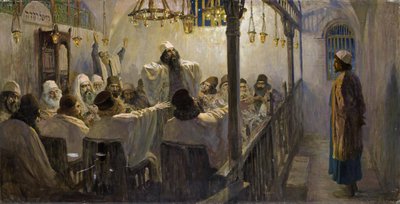 Il est coupable de la mort - Han er skyldig i døden! - Polenov, Vasili Dmitrievich (1844-1927) - 1906 - Olie på lærred - 113x220 - Privat samling (Del af serien af malerier Kristi liv færdiggjort af kunstneren i slutningen af 1890-1900-tallet) af Vasilij Dmitrievich Polenov