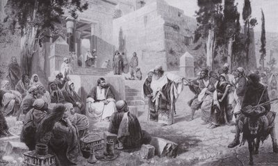 Jesus og kvinden taget i utroskab (litho) af Vasilij Dmitrievich Polenov