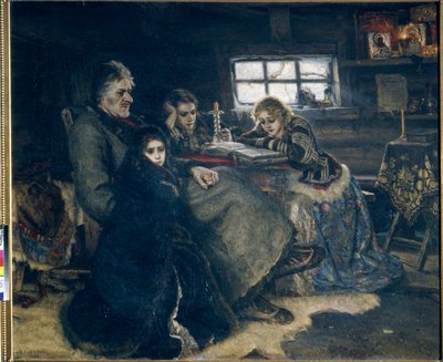 Alexandre Danilovic Menchikov og hans familie i eksil af Vasilij Ivanovic Surikov