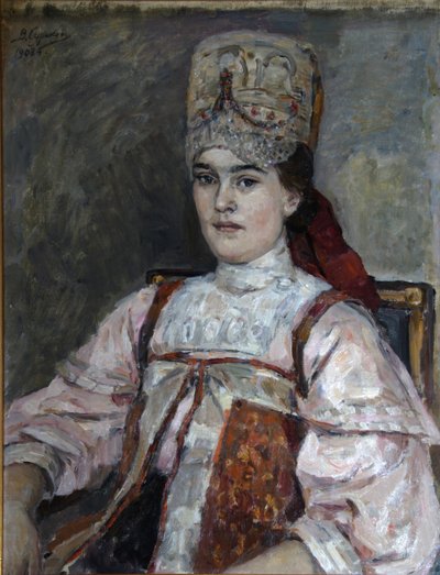 Portræt af Natalia Fyodorovna Matveeva, 1908 af Vasilij Ivanovic Surikov