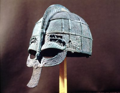 Hjelm, fra Vendel Treasure, Uppland, ca. 600 e.Kr. (metal) af Vendel Period