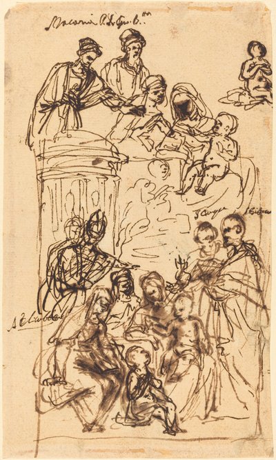 Madonnaen og barnet med hellige af Venetian 17th Century